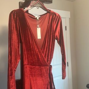 Cranberry Red Velvet Wrap Dress